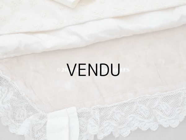 画像23: アンティーク ベビー用おくるみ＆ボネ＆上着のセット 花模様のレース＆シルクリボン (23)