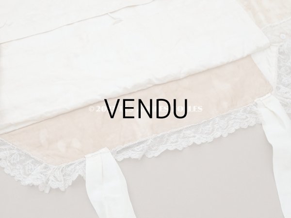 画像19: アンティーク ベビー用おくるみ＆ボネ＆上着のセット 花模様のレース＆シルクリボン (19)