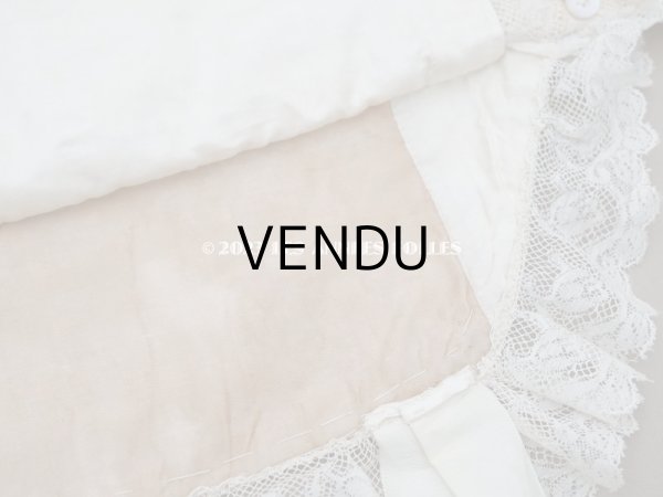 画像21: アンティーク ベビー用おくるみ＆ボネ＆上着のセット 花模様のレース＆シルクリボン (21)