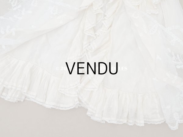 画像15: 1900年頃 アンティーク ベビー用ケープ シルクのプリーツ＆プリンセスレース (15)
