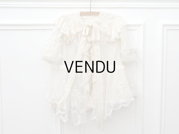 画像3: 1900年頃 アンティーク ベビー用ケープ シルクのプリーツ＆プリンセスレース (3)
