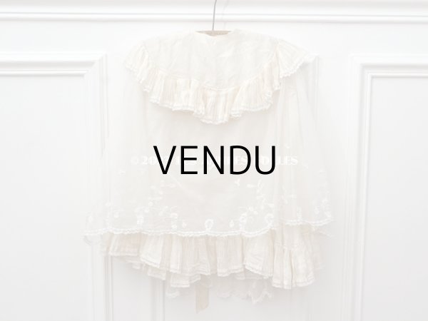 画像4: 1900年頃 アンティーク ベビー用ケープ シルクのプリーツ＆プリンセスレース (4)