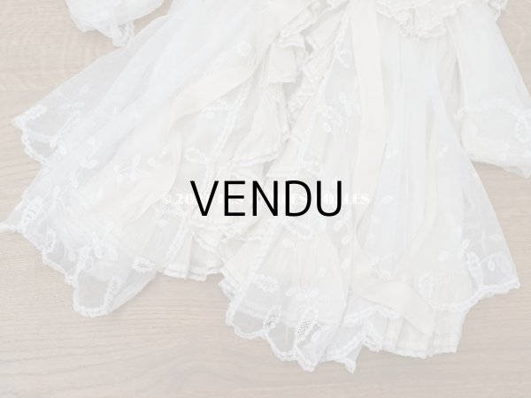 画像27: 1900年頃 アンティーク ベビー用ケープ シルクのプリーツ＆プリンセスレース (27)