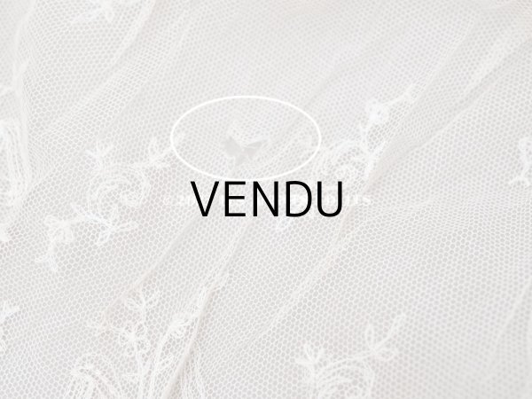 画像16: アンティーク カーテン用 チュールレース リボン柄の刺繍入り  (16)