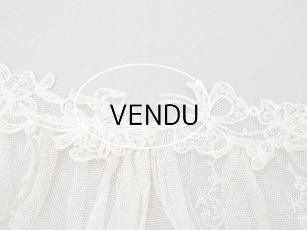 画像9: アンティーク カーテン用 チュールレース リボン柄の刺繍入り  (9)