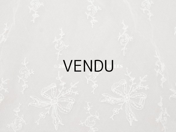 画像6: アンティーク カーテン用 チュールレース リボン柄の刺繍入り  (6)