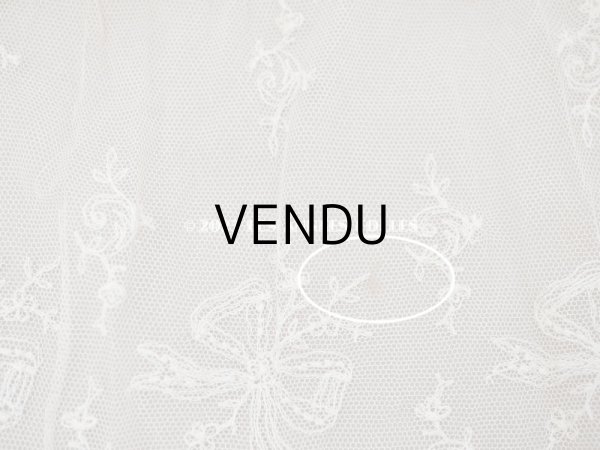 画像10: アンティーク カーテン用 チュールレース リボン柄の刺繍入り  (10)