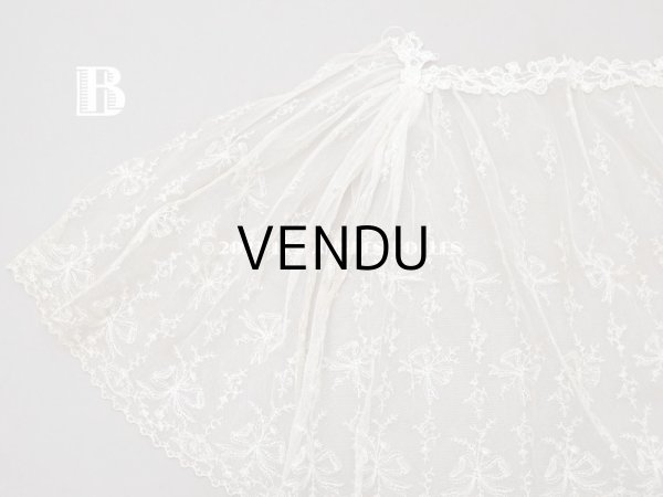 画像14: アンティーク カーテン用 チュールレース リボン柄の刺繍入り  (14)