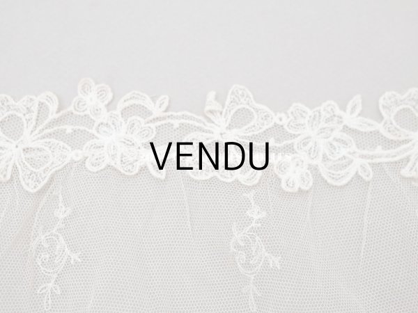 画像7: アンティーク カーテン用 チュールレース リボン柄の刺繍入り  (7)