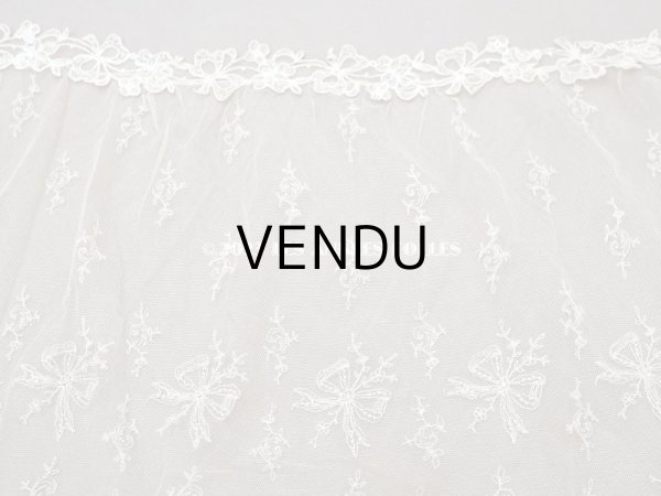 画像5: アンティーク カーテン用 チュールレース リボン柄の刺繍入り  (5)