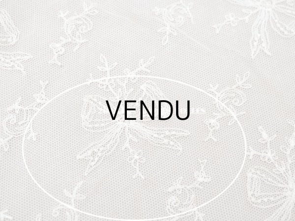 画像12: アンティーク カーテン用 チュールレース リボン柄の刺繍入り  (12)