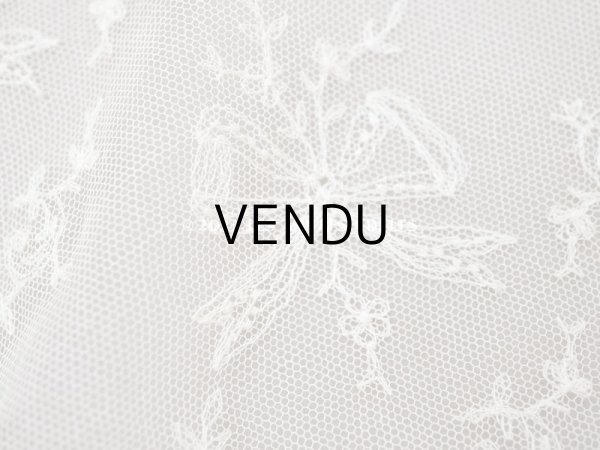 アンティーク カーテン用 チュールレース リボン柄の刺繍入り 90