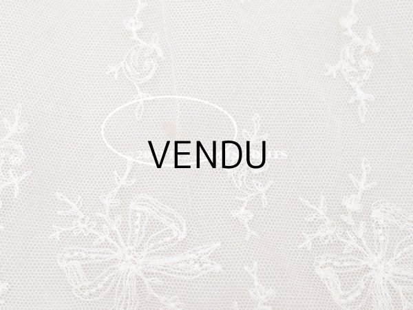 画像17: アンティーク カーテン用 チュールレース リボン柄の刺繍入り  (17)