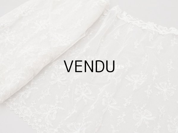 画像13: アンティーク カーテン用 チュールレース リボン柄の刺繍入り  (13)