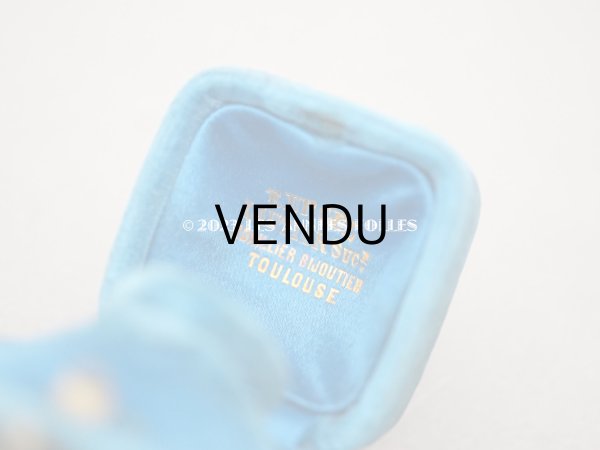 画像4: 19世紀 アンティーク リングボックス ブルーのベルベット ジュエリーボックス  (4)