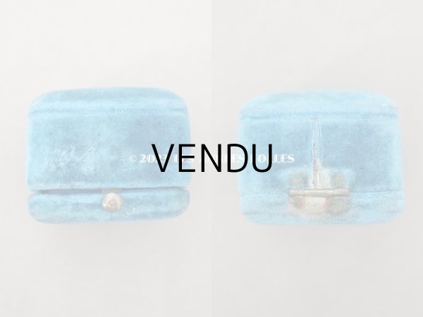 画像8: 19世紀 アンティーク リングボックス ブルーのベルベット ジュエリーボックス  (8)