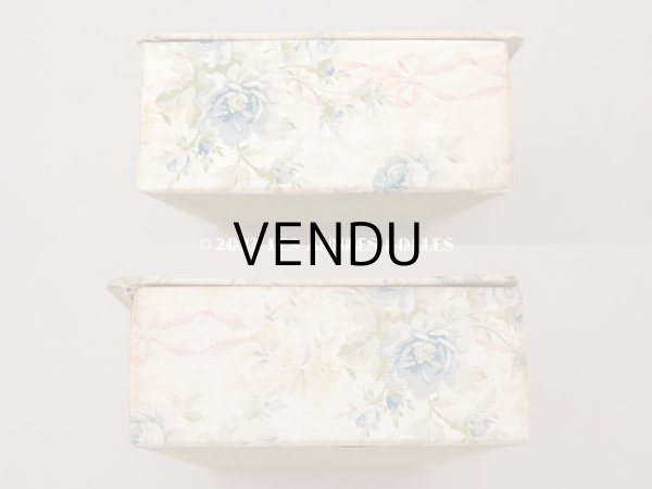 画像6: アンティーク カルトナージュボックス  ブルーの薔薇＆ピンクのリボン (6)
