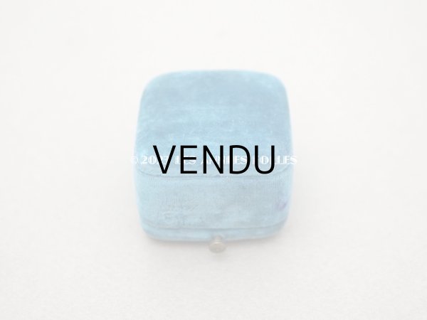 画像3: 19世紀 アンティーク リングボックス ブルーのベルベット ジュエリーボックス  (3)