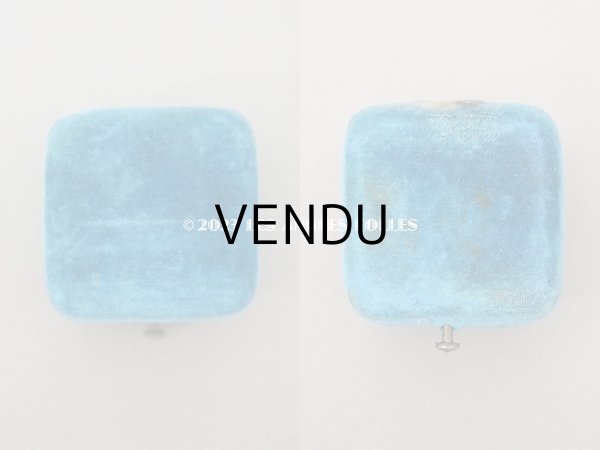 画像7: 19世紀 アンティーク リングボックス ブルーのベルベット ジュエリーボックス  (7)