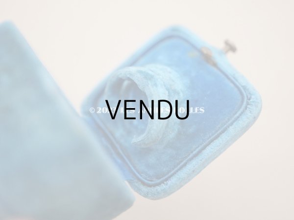 画像5: 19世紀 アンティーク リングボックス ブルーのベルベット ジュエリーボックス  (5)