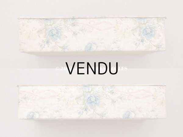 画像5: アンティーク カルトナージュボックス  ブルーの薔薇＆ピンクのリボン (5)