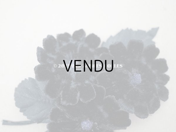 画像2: アンティーク ベルベットの布花　黒 (2)
