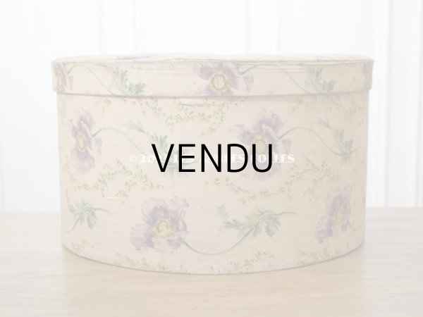 画像6: アンティーク  カルトナージュのハットボックス　芥子の花＆ミモザ　35.2×31.6×20cm (6)