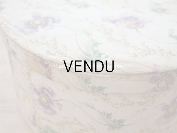 画像10: アンティーク  カルトナージュのハットボックス　芥子の花＆ミモザ　35.2×31.6×20cm (10)