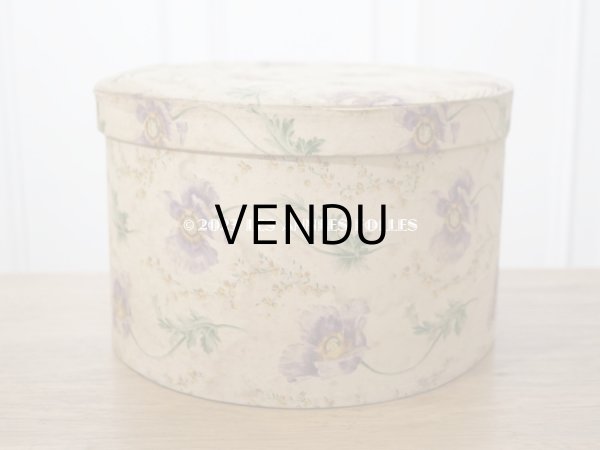 画像3: アンティーク  カルトナージュのハットボックス　芥子の花＆ミモザ　35.2×31.6×20cm (3)