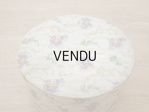 画像7: アンティーク  カルトナージュのハットボックス　芥子の花＆ミモザ　35.2×31.6×20cm (7)