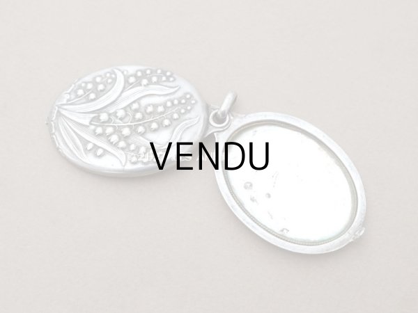 画像3: アンティーク シャトレーヌ用 スライド式 ミラー 鈴蘭　シルバー製  (3)