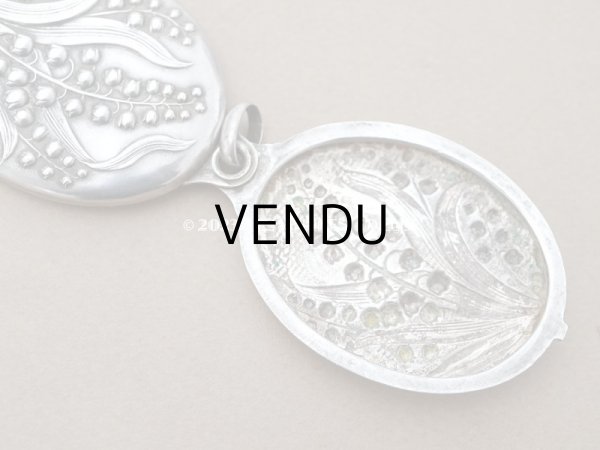 画像5: アンティーク シャトレーヌ用 スライド式 ミラー 鈴蘭　シルバー製  (5)