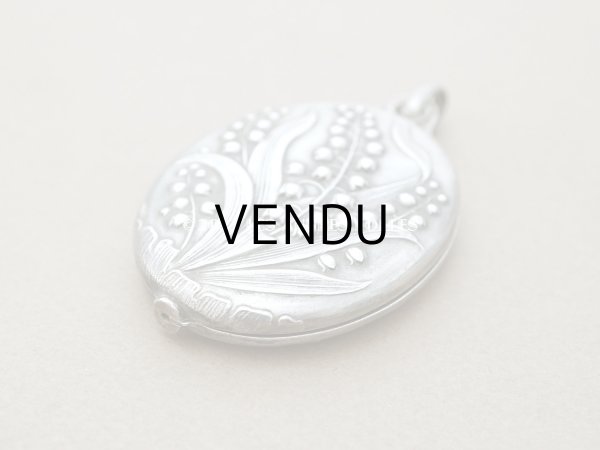 画像6: アンティーク シャトレーヌ用 スライド式 ミラー 鈴蘭　シルバー製  (6)