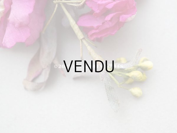 画像4: 1900年頃 アンティーク シルク製 布花 赤紫 (4)