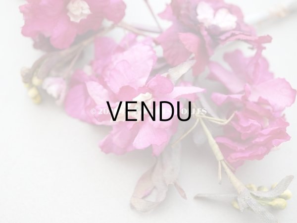 画像3: 1900年頃 アンティーク シルク製 布花 赤紫 (3)