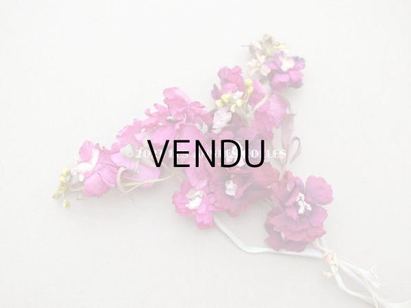 画像7: 1900年頃 アンティーク シルク製 布花 赤紫 (7)