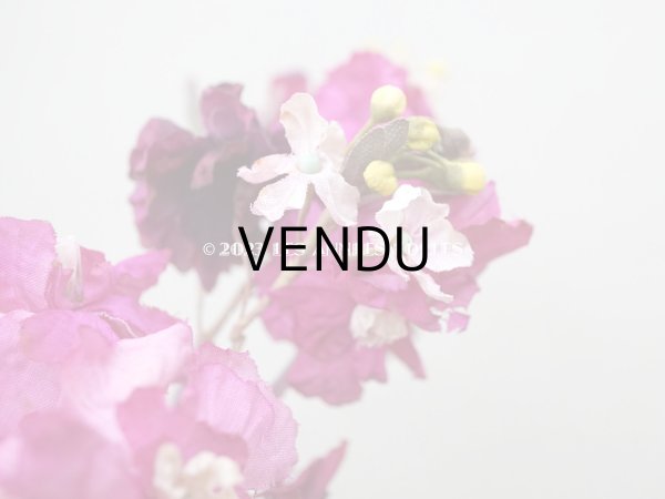 画像5: 1900年頃 アンティーク シルク製 布花 赤紫 (5)