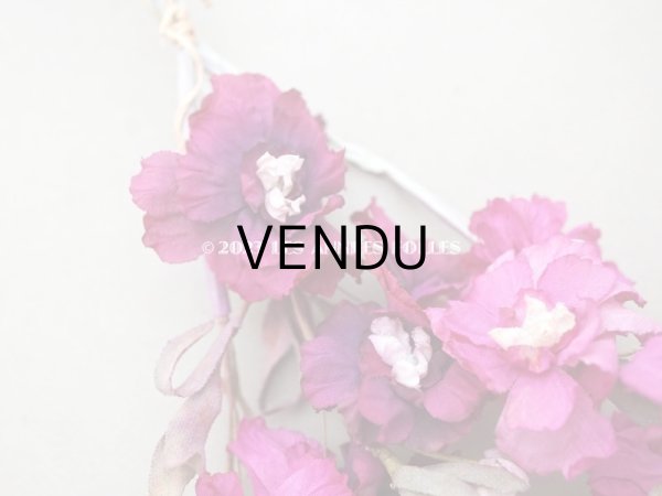 画像3: 1900年頃 アンティーク シルク製 布花 赤紫 (3)