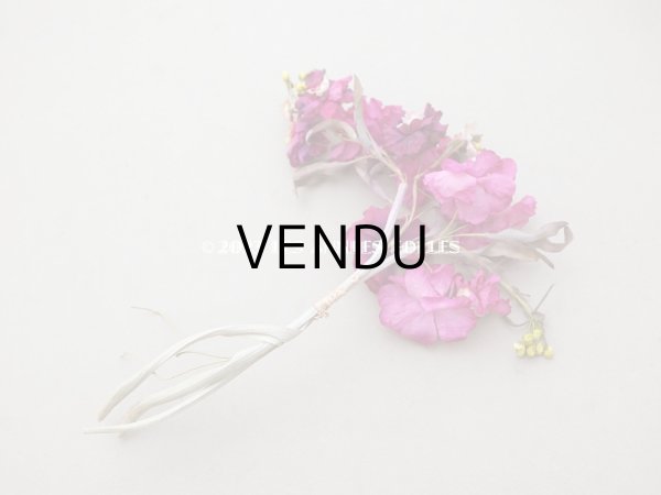 画像6: 1900年頃 アンティーク シルク製 布花 赤紫 (6)