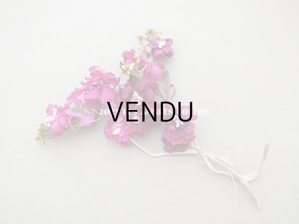 画像6: 1900年頃 アンティーク シルク製 布花 赤紫 (6)