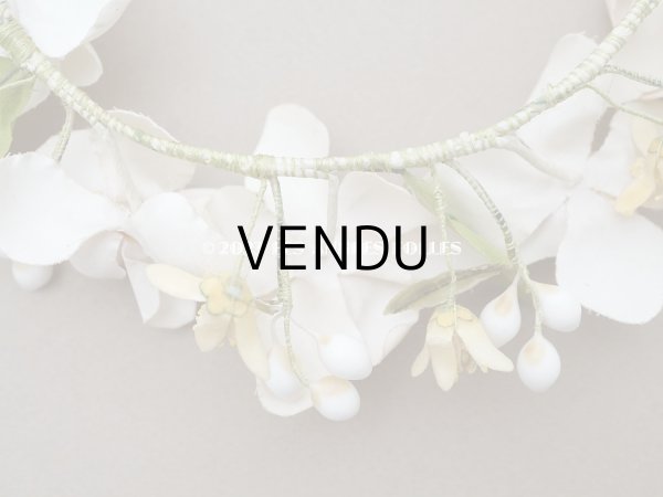 画像8: アンティーク パウダーピンクの薔薇の布花＆ワックスフラワーの花冠 ティアラ (8)