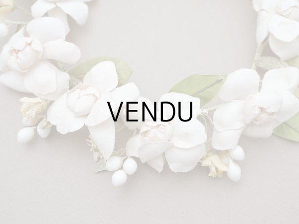 画像4: アンティーク パウダーピンクの薔薇の布花＆ワックスフラワーの花冠 ティアラ (4)