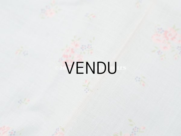 画像6: アンティーク  花模様 コットン製ファブリック 水色 (6)