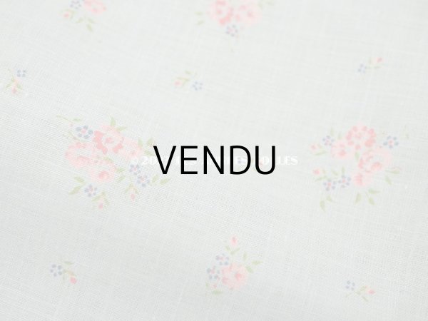 画像3: アンティーク  花模様 コットン製ファブリック 水色 (3)