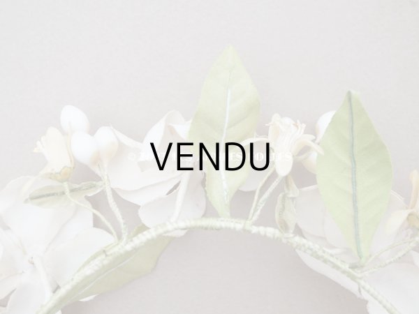 画像9: アンティーク パウダーピンクの薔薇の布花＆ワックスフラワーの花冠 ティアラ (9)