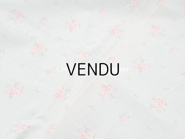 画像5: アンティーク  花模様 コットン製ファブリック 水色 (5)