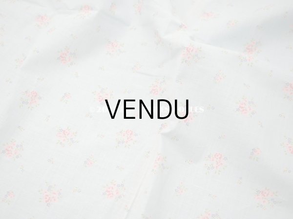 画像4: アンティーク  花模様 コットン製ファブリック 水色 (4)