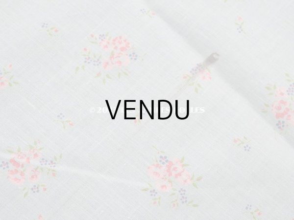 画像8: アンティーク  花模様 コットン製ファブリック 水色 (8)