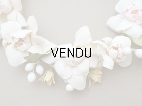 画像6: アンティーク パウダーピンクの薔薇の布花＆ワックスフラワーの花冠 ティアラ (6)