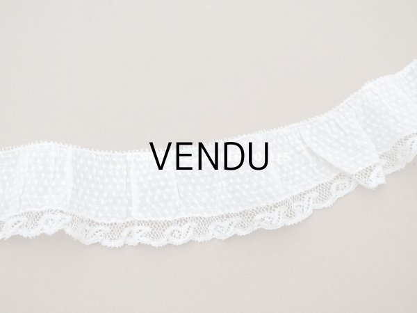 画像3: アンティーク  とても小さなドット刺繍入り コットン生地のレース付きリボン　108cm (3)